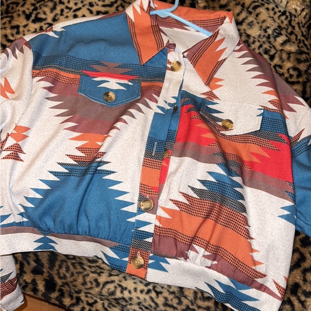 Vibrant Blue and Orange Cardigan Sweater